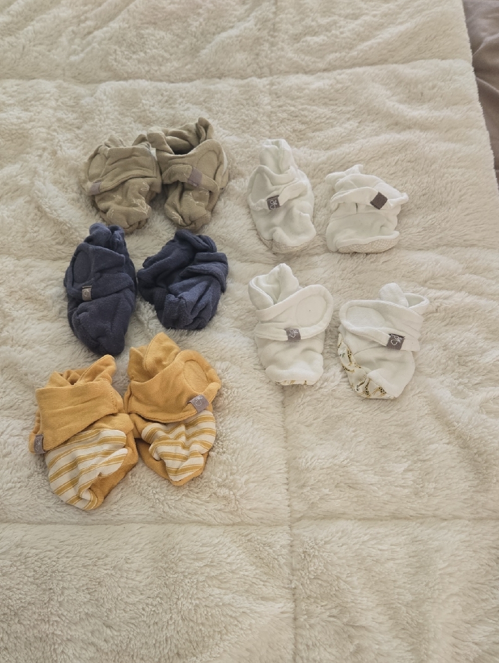 Baby Booties Set - White, Mustard, Navy, Taupe